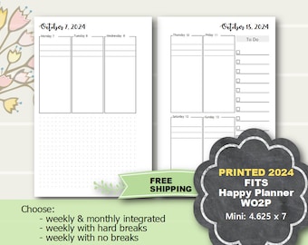PRINTED 2024 Fits Happy Planner Mini, Weekly Insert, Happy Planner Mini, 2024 Happy Planner Mini Weekly, Printed Happy Planner Mini Monthly