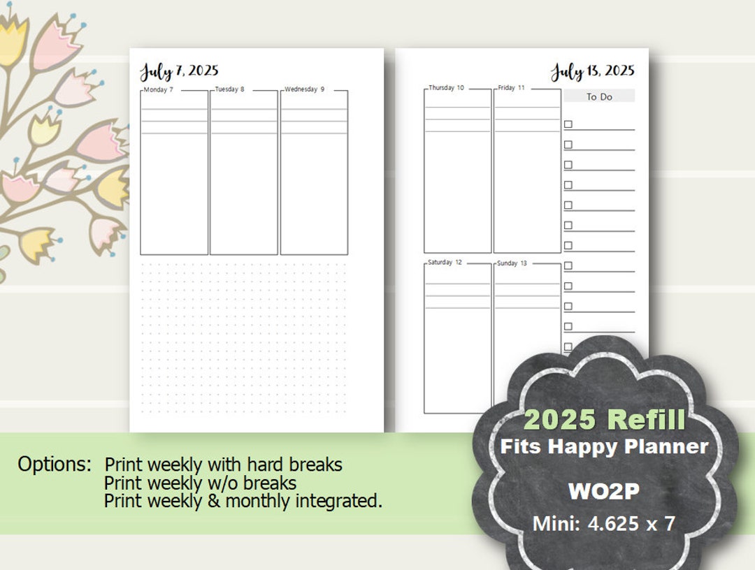 2025 Happy Planner Mini Weekly Printable, Weekly Planner Insert, Happy ...