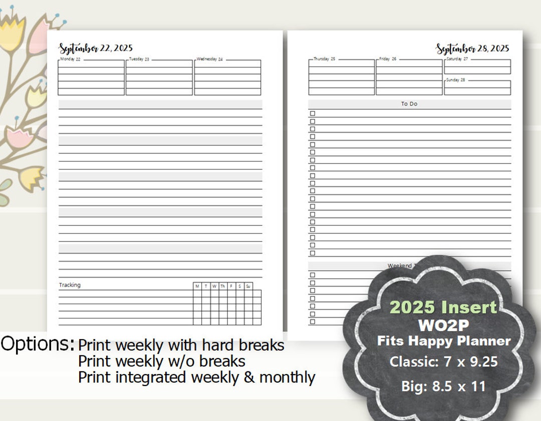 2025 Happy Planner Weekly Planner Printable, Weekly Planner Insert ...