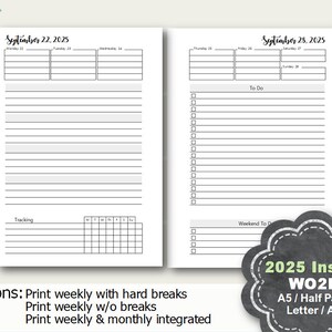 2025 Weekly Planner Printable, Weekly Planner Insert 2025, Weekly Planner Pages, A5 planner insert, Half Page, Letter, A4, Filofax, Kikki K