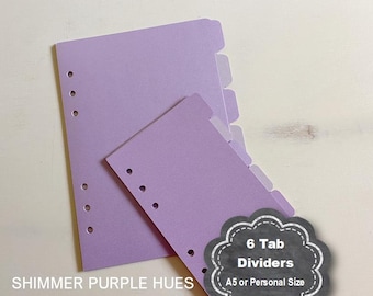 Planner Dividers, 6 tab dividers, Dividers for planners, tabbed dividers, Tabs for Planners, A5 Divider Tabs, Personal Size Divider Tabs