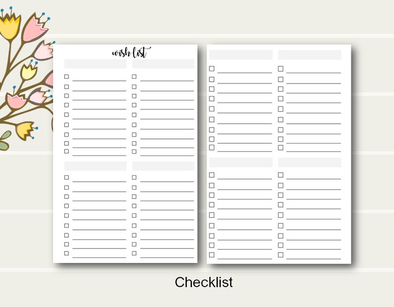 Happy Planner Mini Inserts Checklist Inserts Tracker Etsy
