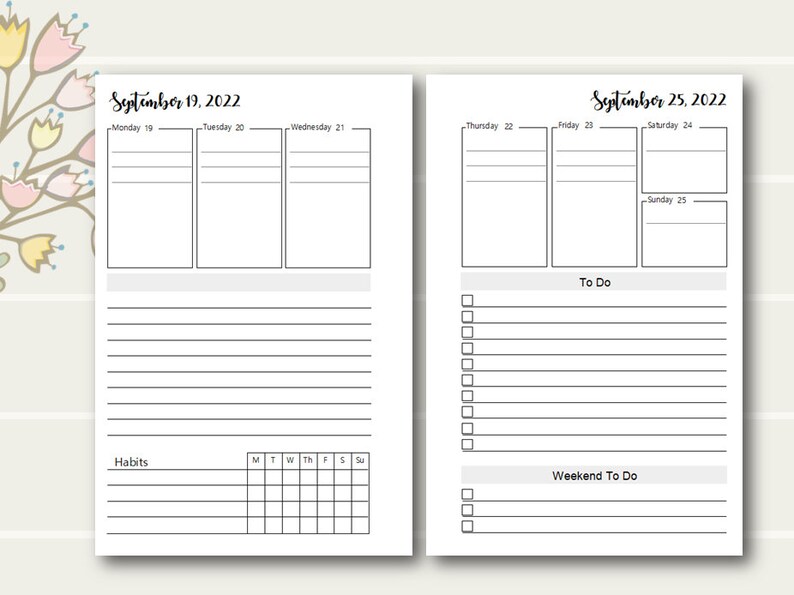 PRINTED 2022 Happy Planner Mini Weekly Insert Happy Planner Etsy