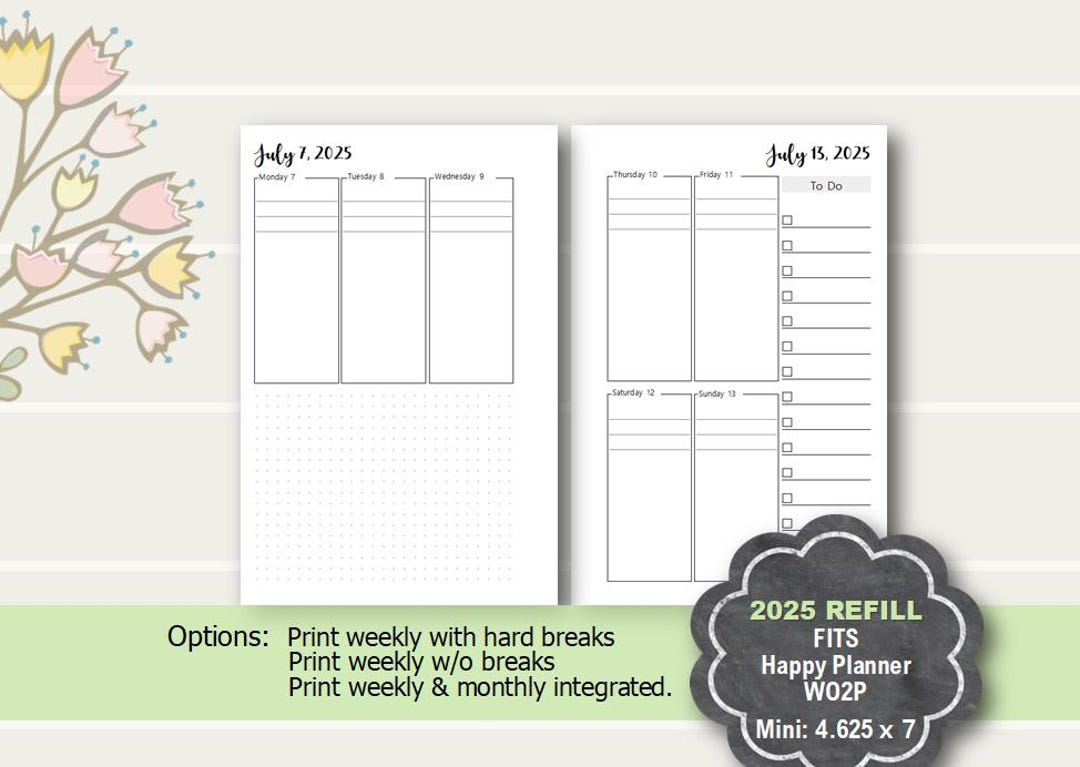2025 Happy Planner Mini Weekly Printable, Weekly Planner Insert, Happy ...