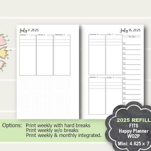 2025 Happy Planner Mini Weekly Printable, Wochenplaner Beilage, Happy Planner Mini Einsätze, Happy Planner Mini Wochenbeilage
