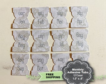 Monthly Planner Tabs, Adhesive Planner Tabs, Tabs for Planners, Divider Tabs, Monthly Tabs, Monthly Adhesive Tabs, Jan-Dec Tabs