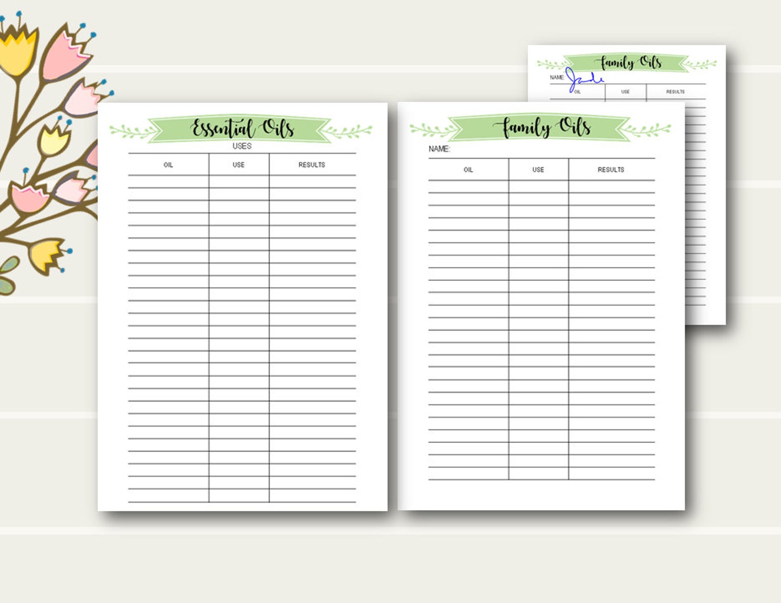 ESSENTIAL OILS Planner Printable Essential Oils Tracking - Etsy