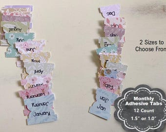 Monthly Planner Tabs, Adhesive Planner Tabs, Tabs for Planners, Divider Tabs, Monthly Tabs, Monthly Adhesive Tabs, Jan-Dec Tabs
