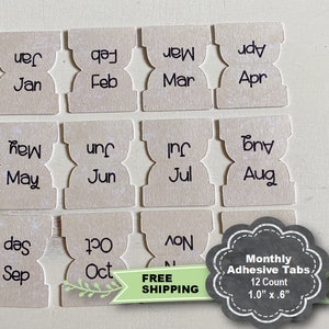 Monthly Planner Tabs, Adhesive Planner Tabs, Tabs for Planners, Divider Tabs, Monthly Tabs, Monthly Adhesive Tabs, Jan-Dec Tabs