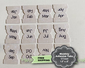 Monthly Planner Tabs, Adhesive Planner Tabs, Tabs for Planners, Divider Tabs, Monthly Tabs, Monthly Adhesive Tabs, Jan-Dec Tabs