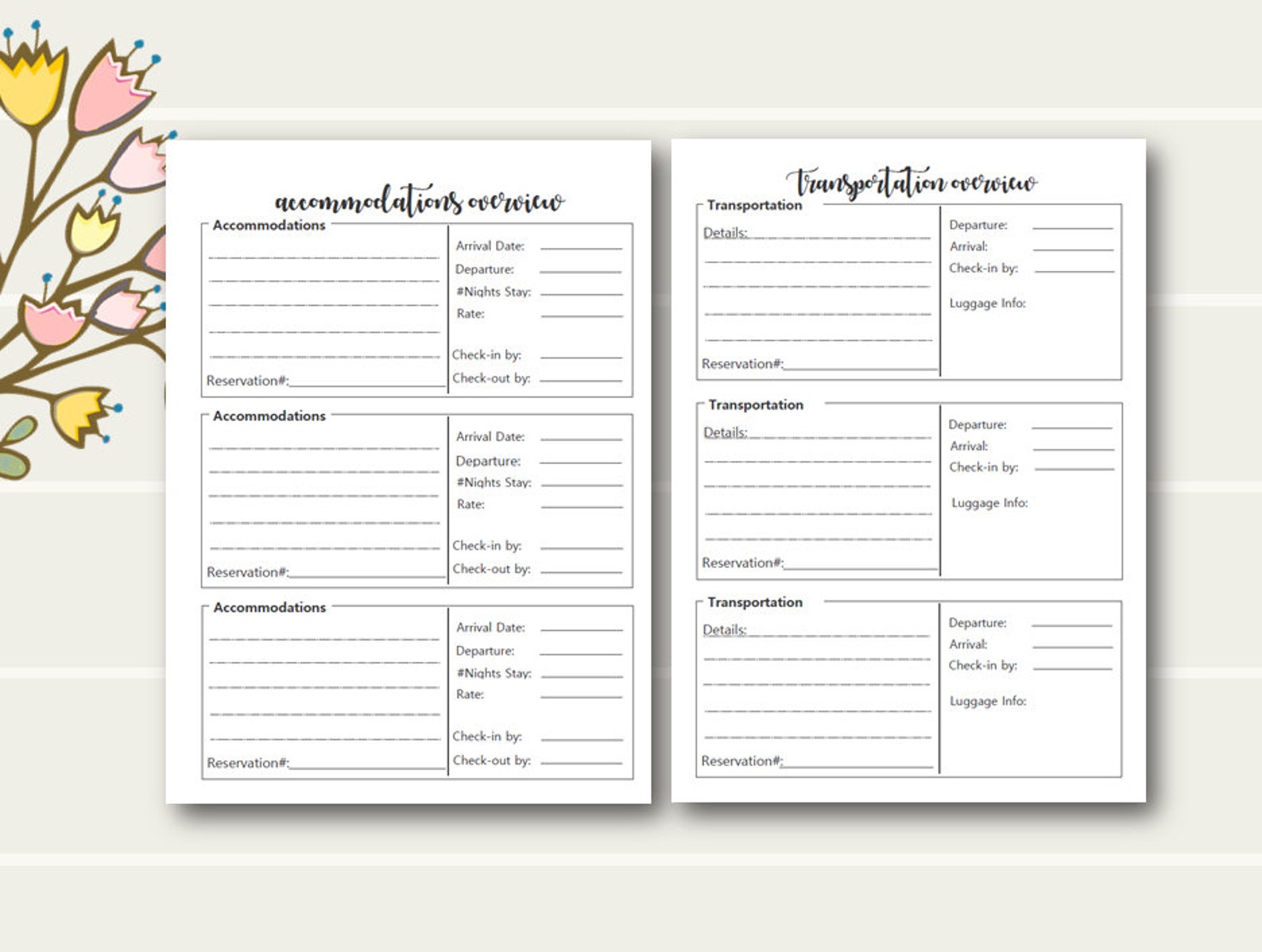 B6 TN Vacation Insert B6 Tn Travel Planner Printable B6 Tn | Etsy