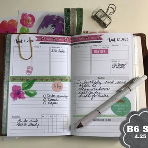 2024 B6 TN Weekly Planner Printable, B6 Slim Tn Weekly Planner Insert ...