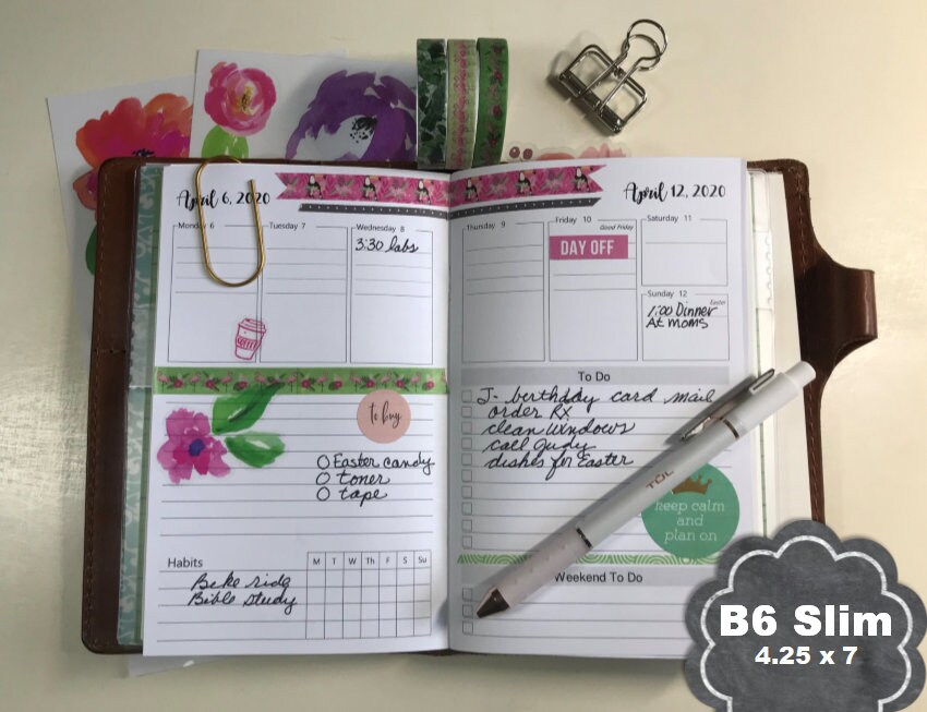 2024 B6 TN Weekly Planner Printable B6 Slim Tn Weekly Planner - Etsy