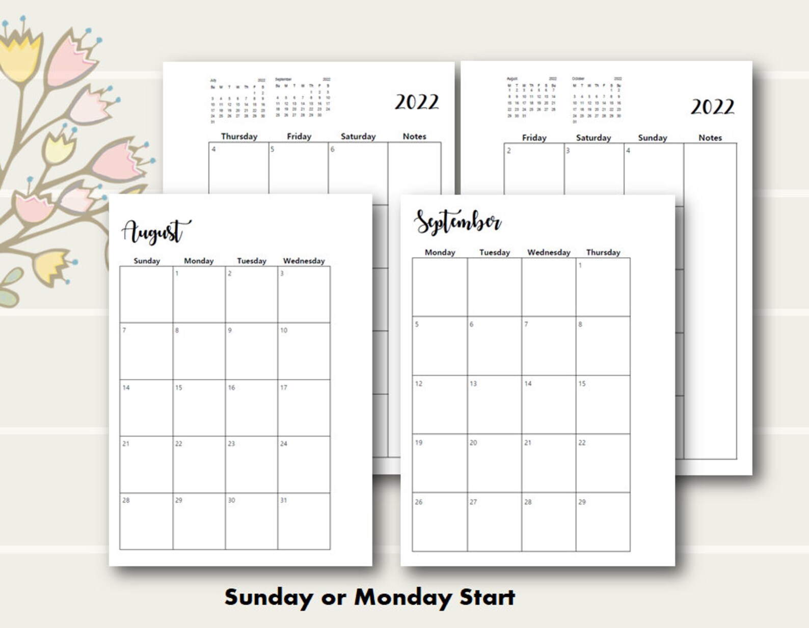 PRINTED 2022 Monthly Planner Insert Monthly Planner Insert Etsy