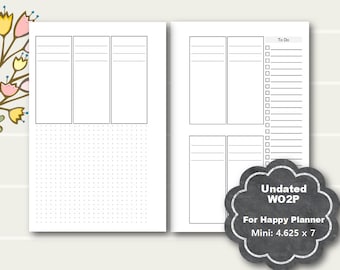 Undated Happy Planner Mini Weekly Printable, Weekly Planner Insert, Happy Planner Mini Inserts, Happy Planner Mini Weekly Insert