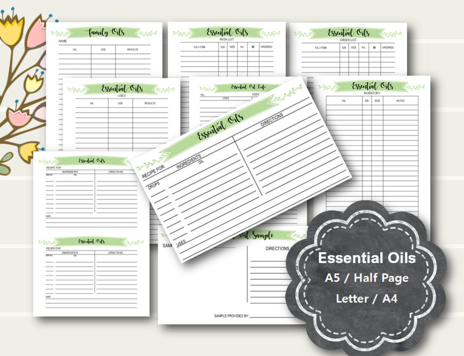 ESSENTIAL OILS Planner Printable Essential Oils Tracking - Etsy