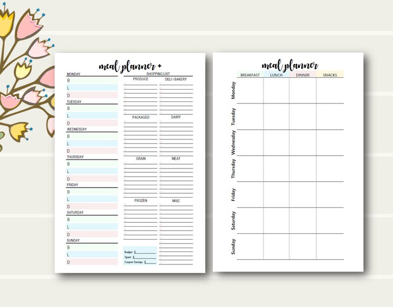 Happy Planner FITNESS Printable Fitness Inserts Meal - Etsy