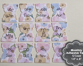 Monthly Planner Tabs, Adhesive Planner Tabs, Tabs for Planners, Divider Tabs, Monthly Tabs, Monthly Adhesive Tabs, Jan-Dec Tabs