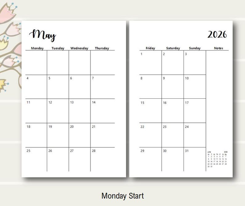 2026 Happy Planner Mini Månadsutskrivbar, Happy Planner Mini Bilaga, Happy Planner Mini Månadsbilaga, 2026 Happy Planner Mini Bilaga bild 4