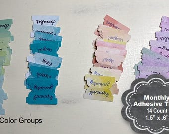 Monthly Planner Tabs, Adhesive Planner Tabs, Tabs for Planners, Divider Tabs, Monthly Tabs, Monthly Adhesive Tabs, Jan-Dec Tabs