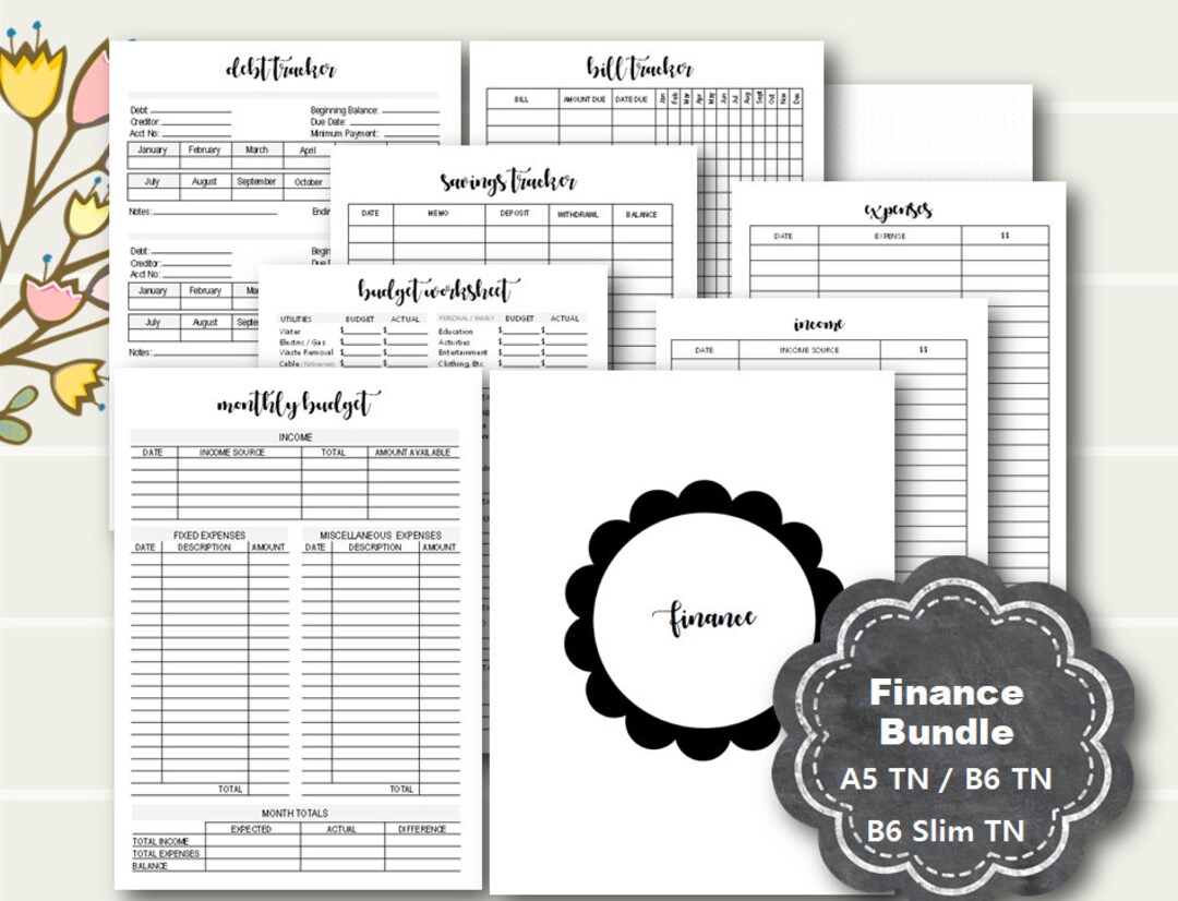 Finance Travelers Notebook, A5 TN Finance Inserts, B6 TN Budget Planner ...