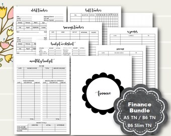 Finance Travelers Notebook, A5 TN Finance Inserts, B6 TN Budget Planner Inserts, B6 Slim TN Finance Inserts, Income & Expense, Bill Tracker