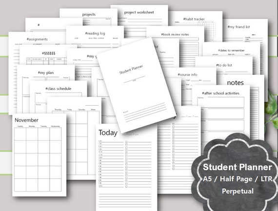 student planner printable student planner pages school etsy school planner pages
