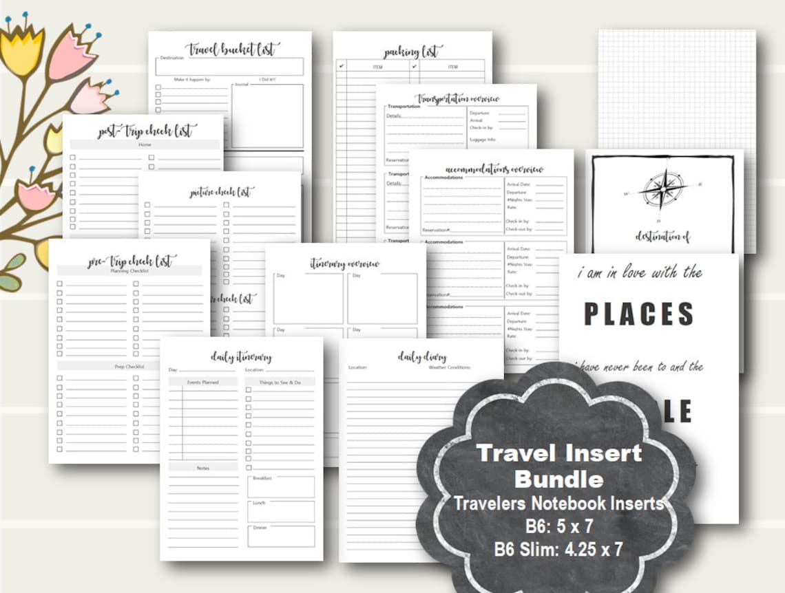 B6 TN Vacation Insert B6 Tn Travel Planner Printable B6 Tn | Etsy