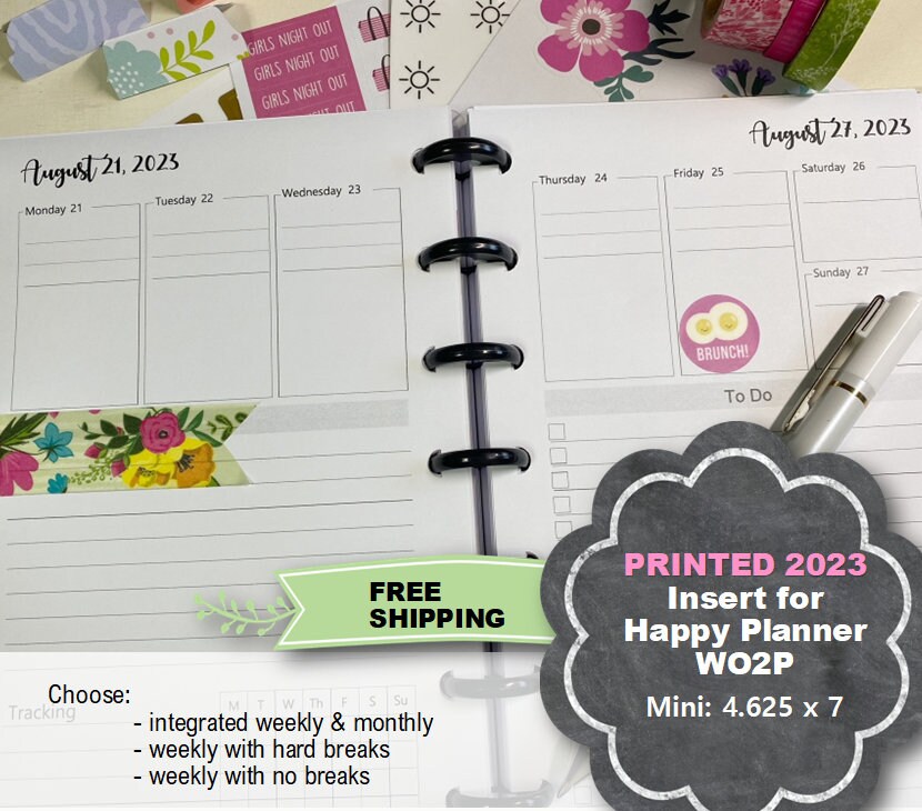 PRINTED 2023 Happy Planner Mini Weekly Insert Happy Planner Etsy