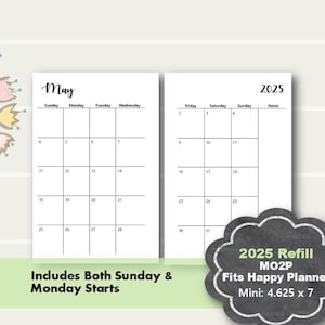 2025 Happy Planner Mini Monthly Printable, Happy Planner Mini Inserts, Happy Planner Mini Monthly Insert, 2025 Happy Planner Mini Inserts