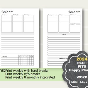 2024 Happy Planner Mini Weekly Printable, Weekly Planner Insert, Happy ...
