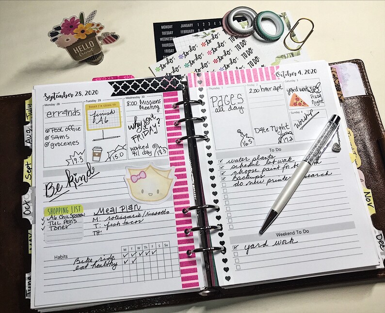 2022 Weekly Planner Printable Weekly Planner Insert 2022 Etsy