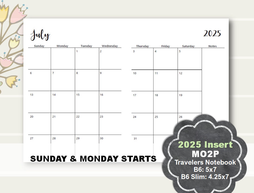 2025 B6 TN Monthly Planner Printable, B6 TN Monthly Planner Insert ...