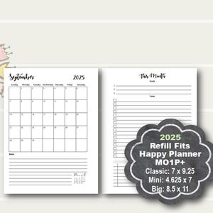 2025 Happy Planner Monthly Planner Printable, Monthly Planner Insert, Happy Planner Classic Inserts, Happy Planner Big Monthly Insert