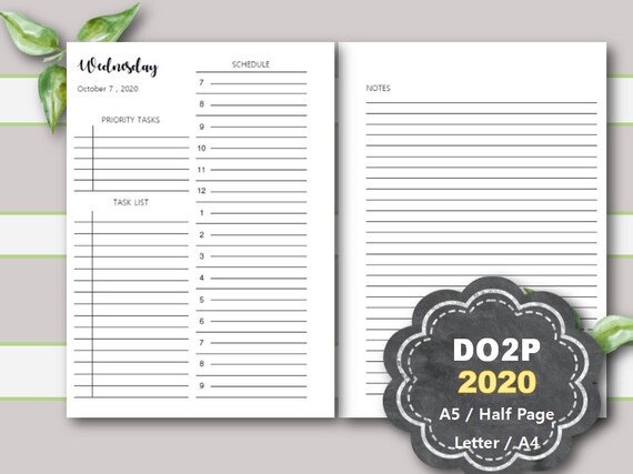 2020 daily planner printable daily planner printable 2020 daily planner inserts a5 planner inserts half page letter a4 filofax kikki daily planners 2020