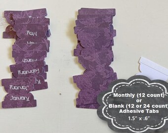 Monthly Planner Tabs, Adhesive Planner Tabs, Tabs for Planners, Divider Tabs, Monthly Tabs, Monthly Adhesive Tabs, Jan-Dec Tabs