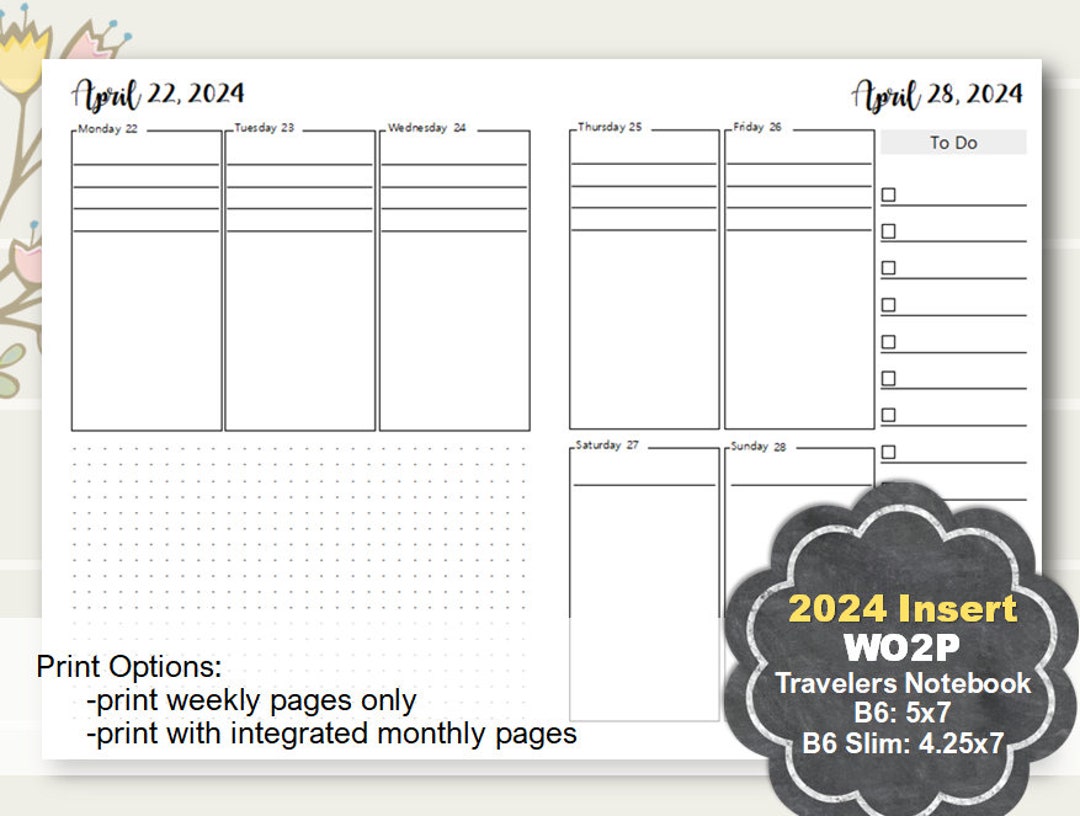 2024 B6 TN Weekly Planner Printable, B6 Slim TN Planner Printable 2024 ...