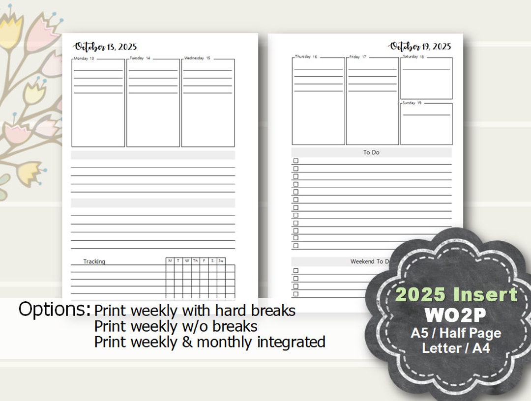 2025 Weekly Planner Printable, Weekly Planner Insert 2025, Weekly