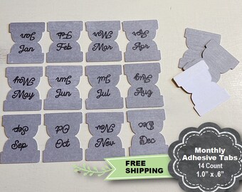 Monthly Planner Tabs, Adhesive Planner Tabs, Tabs for Planners, Divider Tabs, Monthly Tabs, Monthly Adhesive Tabs, Jan-Dec Tabs