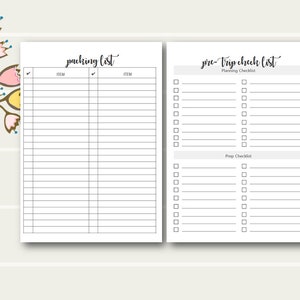 A5 TN Vacation Planner Printable Insert, A5 Tn Travelers Notebook, A5 ...