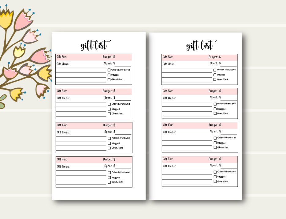 Personal Size Inserts List Planner Printables Planner Lists | Etsy