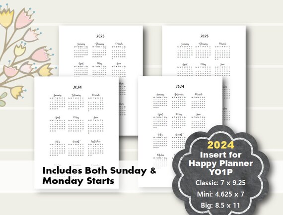 2024 Daily Planner Insert, Day on One Page Refill, A5, Personal, Mini  Happy Planner