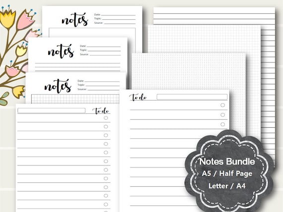 NOTES Printables Notes Planner Printable Pages to Do | Etsy