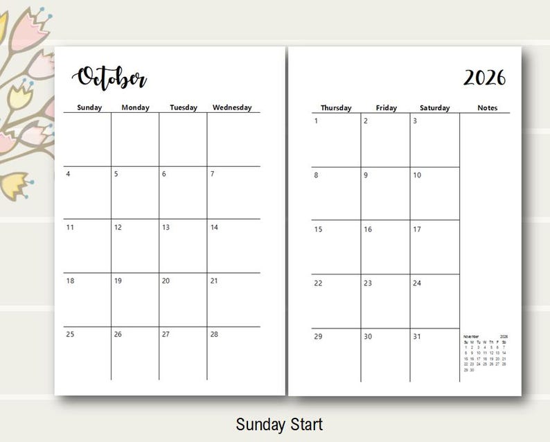 2026 Happy Planner Mini Månadsutskrivbar, Happy Planner Mini Bilaga, Happy Planner Mini Månadsbilaga, 2026 Happy Planner Mini Bilaga bild 3