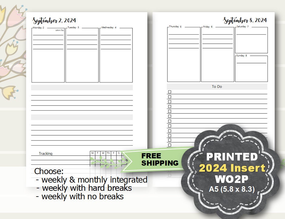 A5 Quarterly Planner Inserts | Q3 July-Sept 2024 Calendar