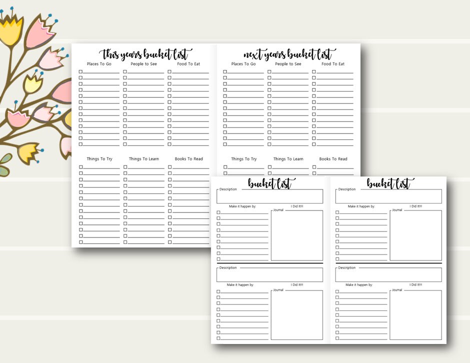 A5 TN List Printables Travelers Notebook Printable Inserts - Etsy