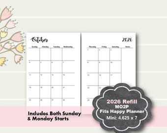 2026 Happy Planner Mini Monthly Printable, Happy Planner Mini Inserts, Happy Planner Mini Monthly Insert, 2026 Happy Planner Mini Inserts