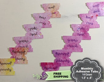 Monthly Planner Tabs, Adhesive Planner Tabs, Tabs for Planners, Divider Tabs, Monthly Tabs, Monthly Adhesive Tabs, Jan-Dec Tabs