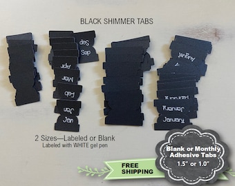 Planner Tabs, Adhesive Planner Tabs, Tabs for Planners, Divider Tabs, Book Tabs, Notebook Tabs, Monthly Planner tabs, labeled tabs