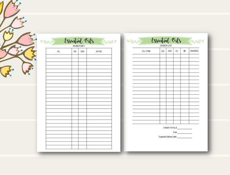 ESSENTIAL OILS Planner Printable Essential Oils Tracking Etsy